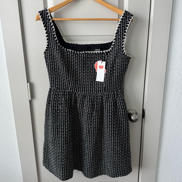 Cider Tweed U-Neckline Solid Mini Tweed Dress in Carbon Size Large NEW - Picture 2 of 15